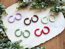 Load image into Gallery viewer, Solid Colored Clay Hoops
