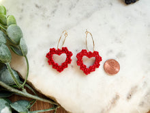 Load image into Gallery viewer, Rose Heart Hoops

