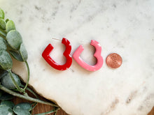 Load image into Gallery viewer, Two Tone Heart Hoops
