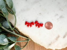 Load image into Gallery viewer, Glossy Red Bow Studs
