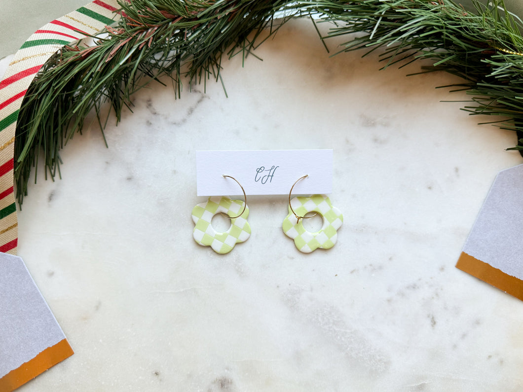 SALE Chartreuse Flower Hoops