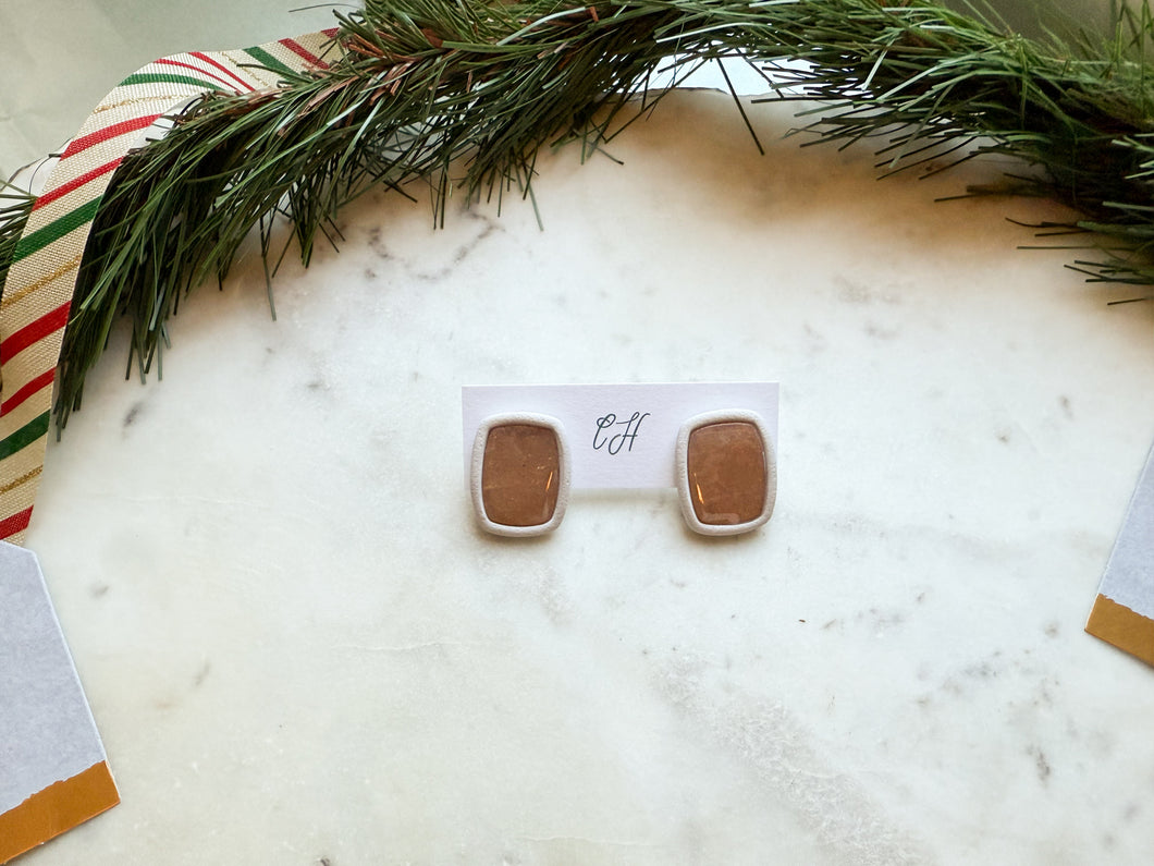 SALE Goldstone Rectangle Studs