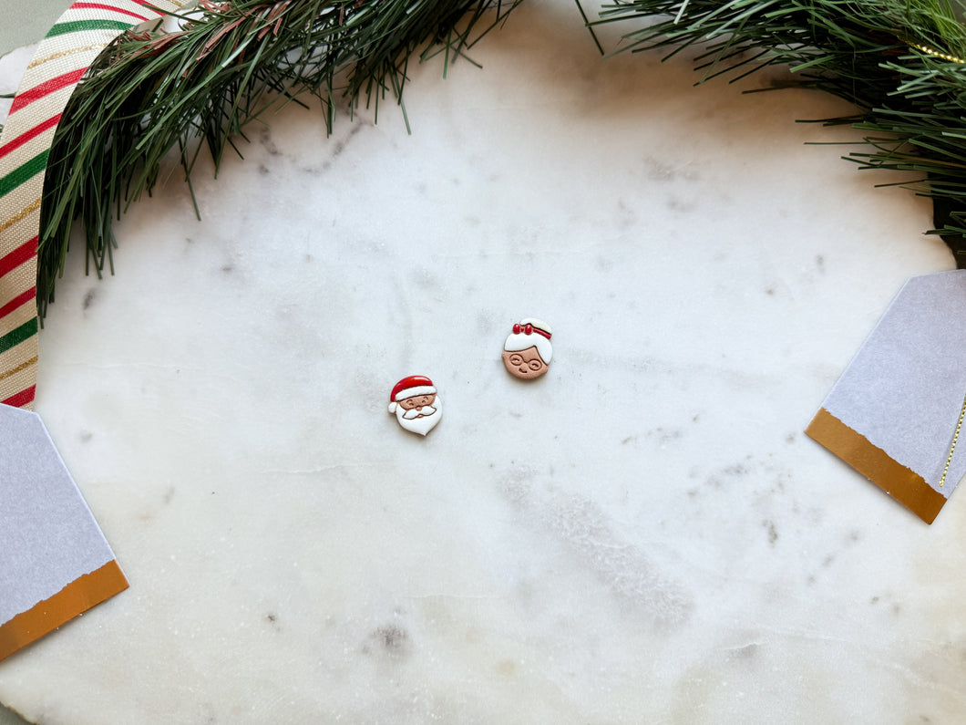 Gingerbread Mr & Mrs Claus Studs