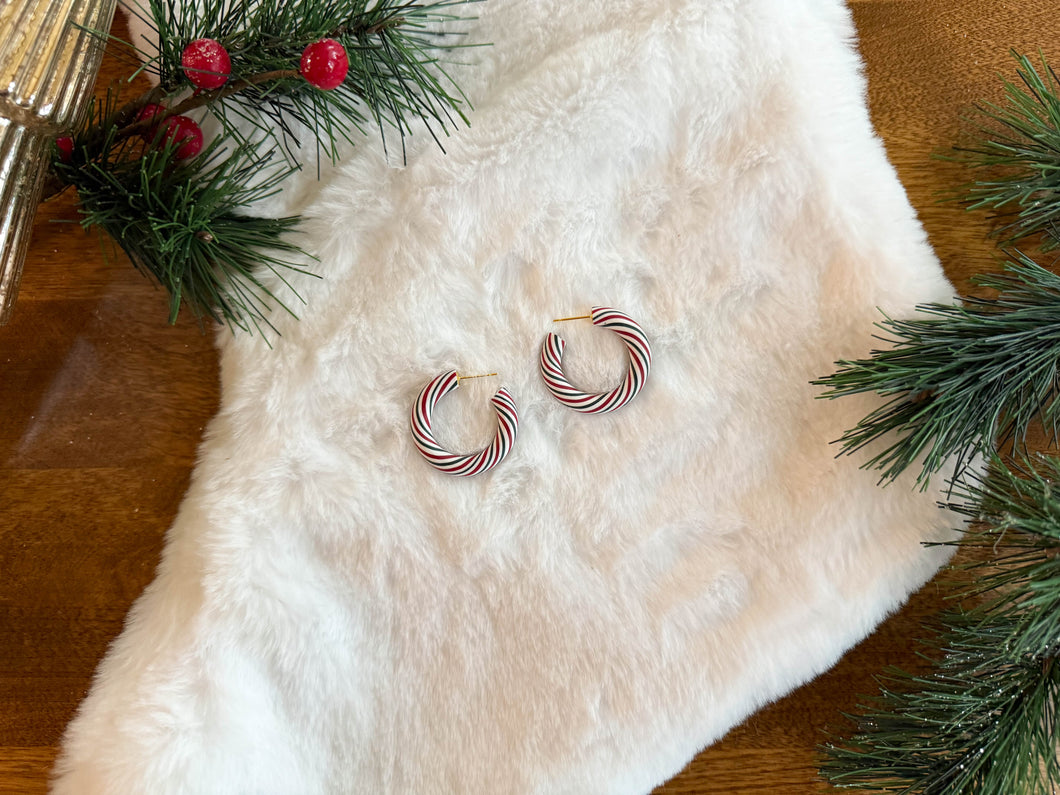 Candy Cane Mini Hoops