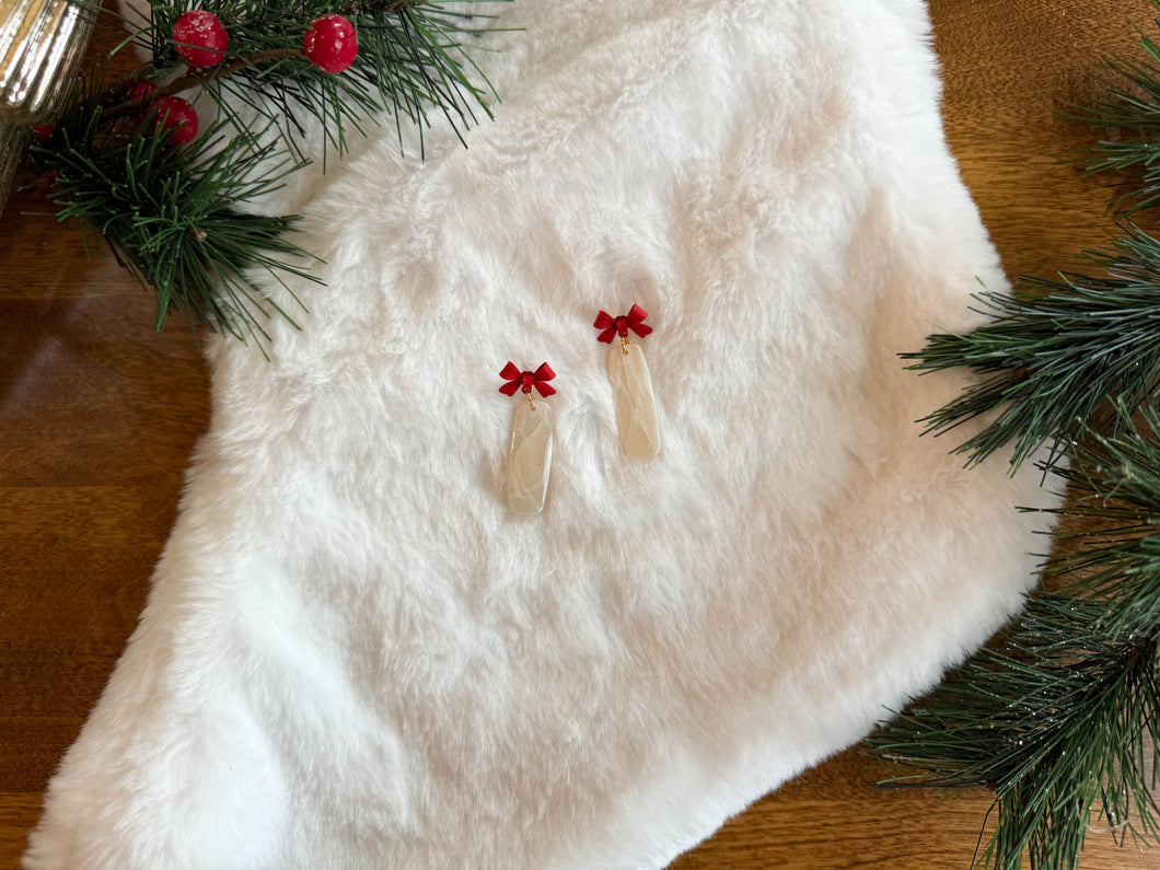 Red Bow Snow Quartz Drops