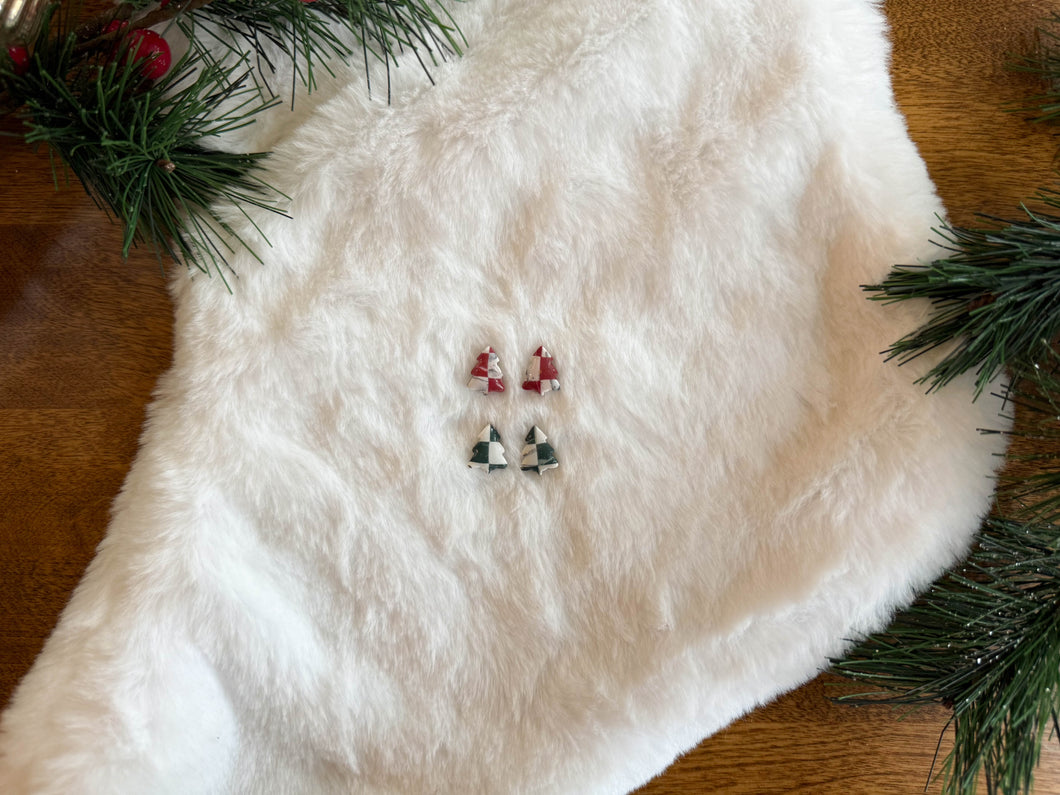 Checkered Christmas Tree Stud Set