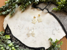 Load image into Gallery viewer, Pearl Charm Ghost Dangles
